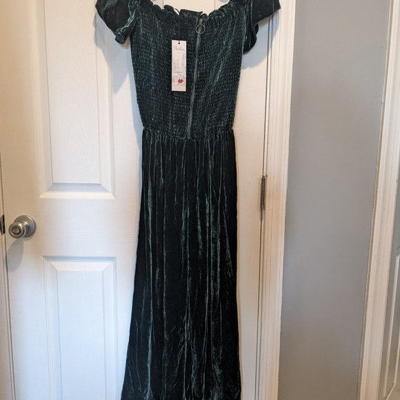 Parker Velvet Jumpsuit Sz 6 NWT $298 Everglade Green - Picture 2 of 8